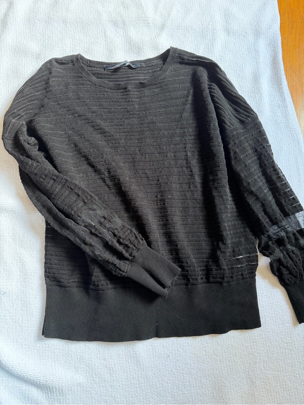French Connection Black Ribbed Knit Top